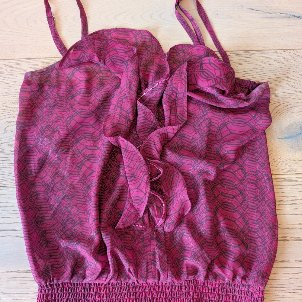 Guess Burgundy Patterned Tank Top
